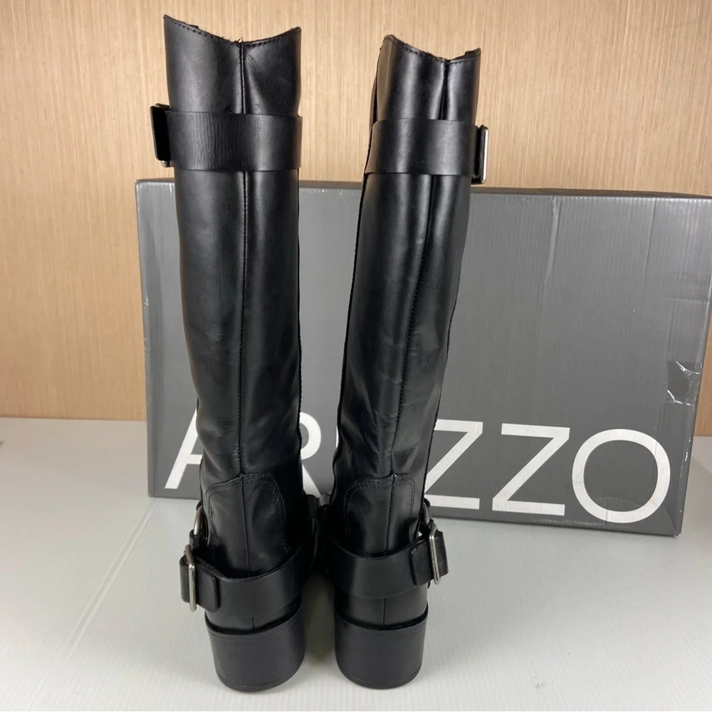 NIB Arezzo Black Leather Knee High Riding Boots 6.5